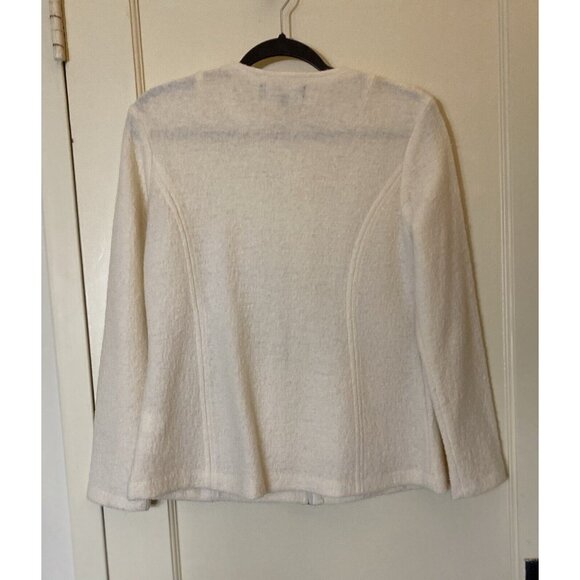 Jones New York Petite Winter White Merino Wool Jacket Sweater Zip Front PL 12P - Picture 4 of 12